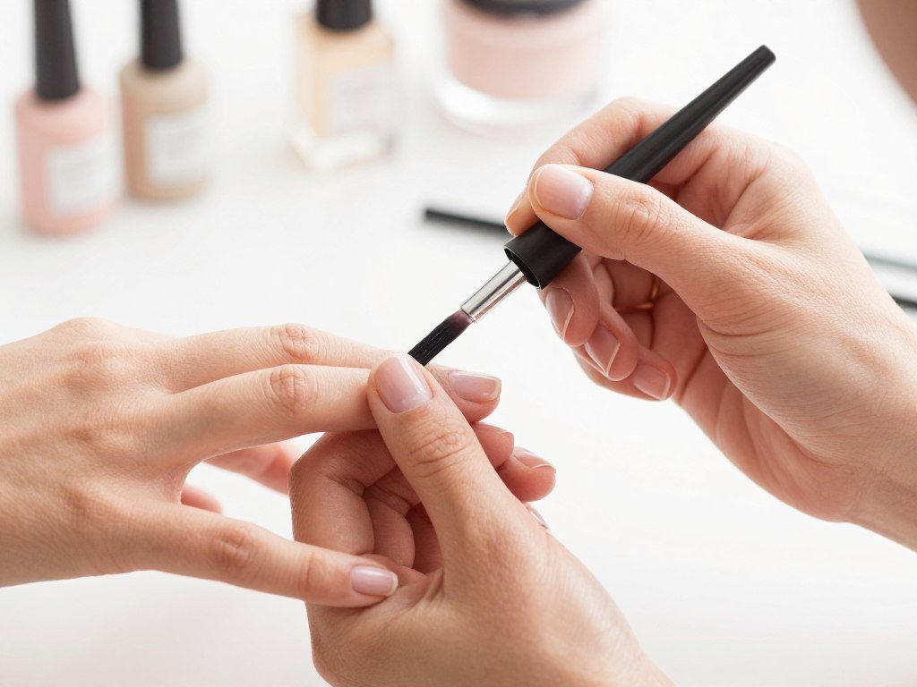 Step-by-step gel nail application process showing brush technique