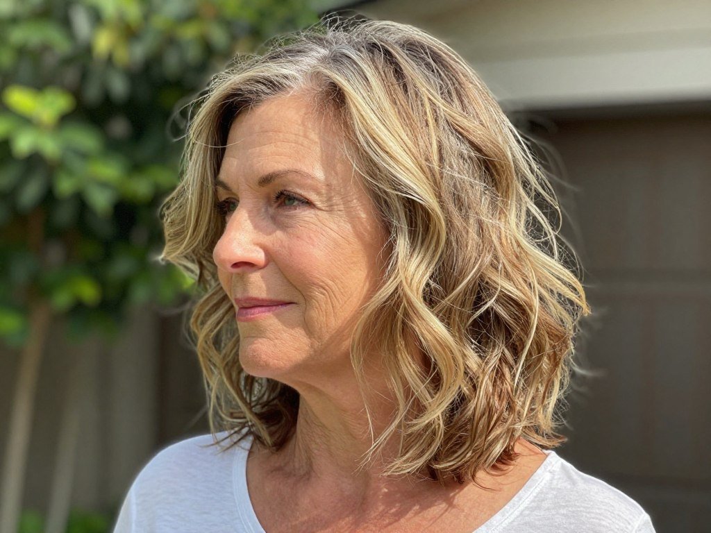 Summer layered hairstyle with beachy waves