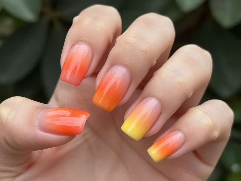 Sunset ombre with coral orange and yellow