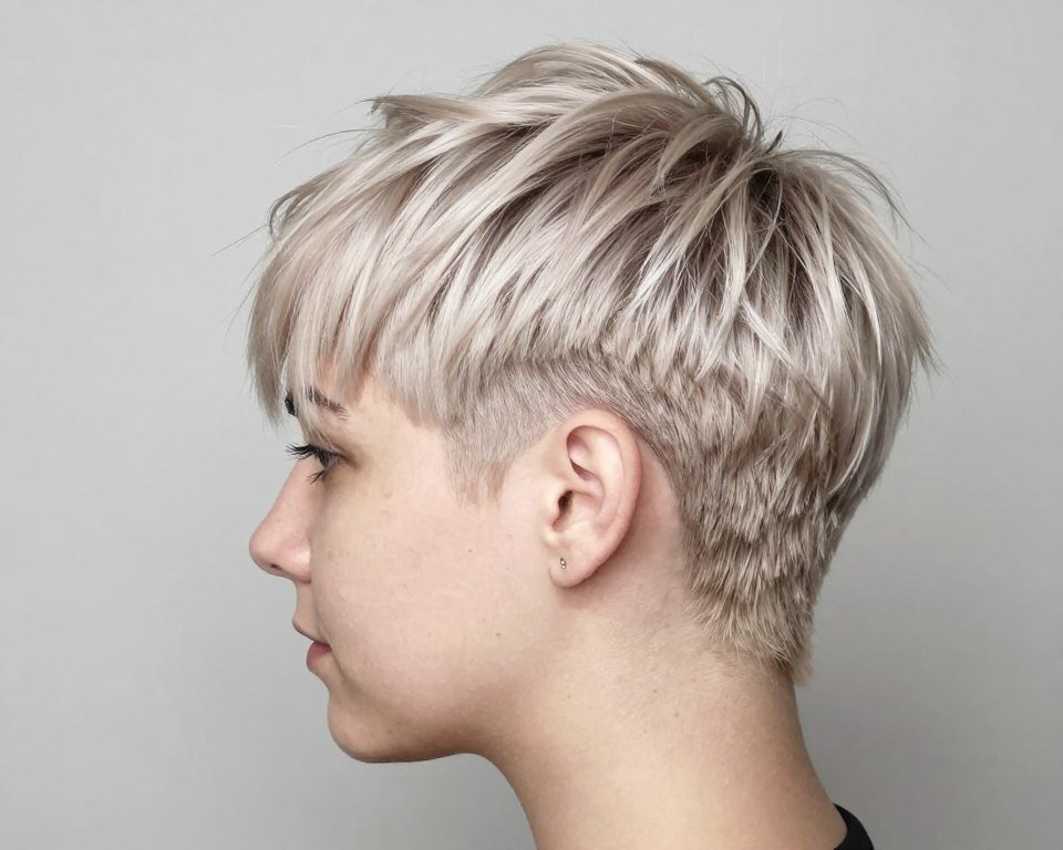 Undercut pixie with top volume for thin fine hair
