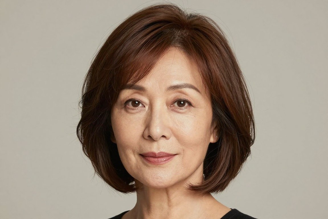 Woman with oval face shape wearing layered bob hairstyle