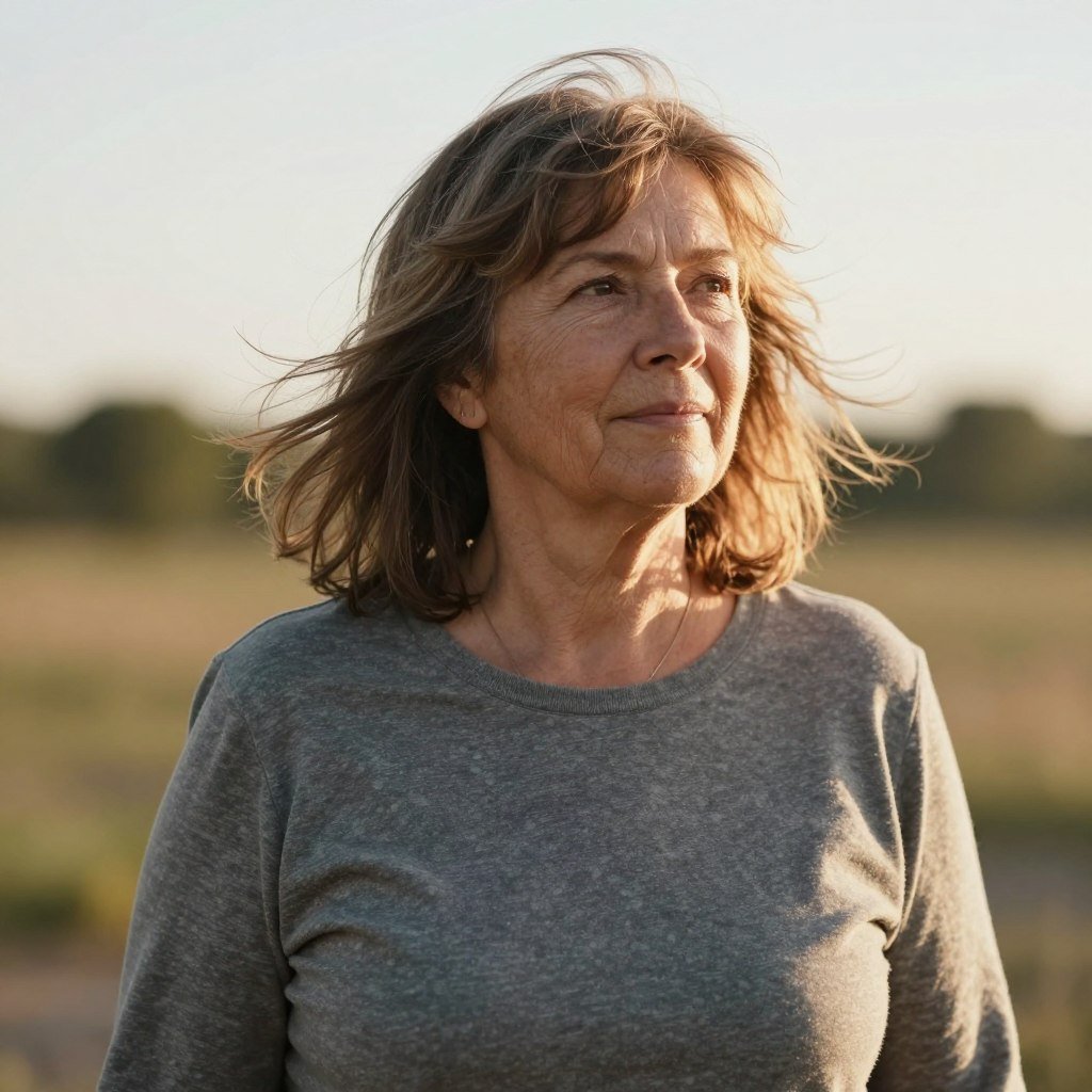 Woman with shag haircut showing natural texture and movement