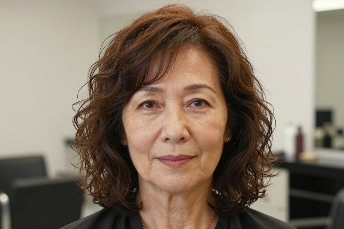 Woman with square face shape wearing soft layered waves