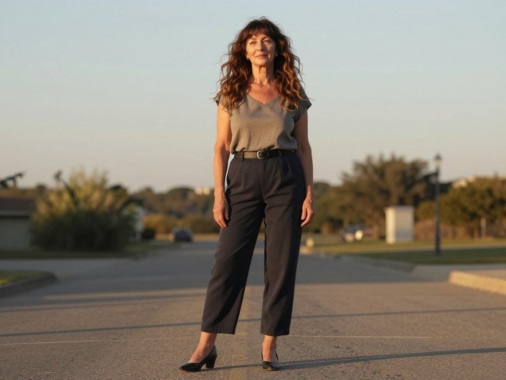 Woman with wavy shag showing full hairstyle
