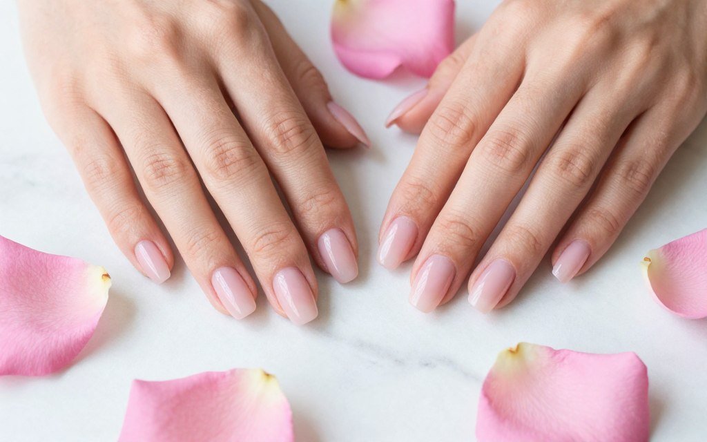 barely there pink subtle summer nail design