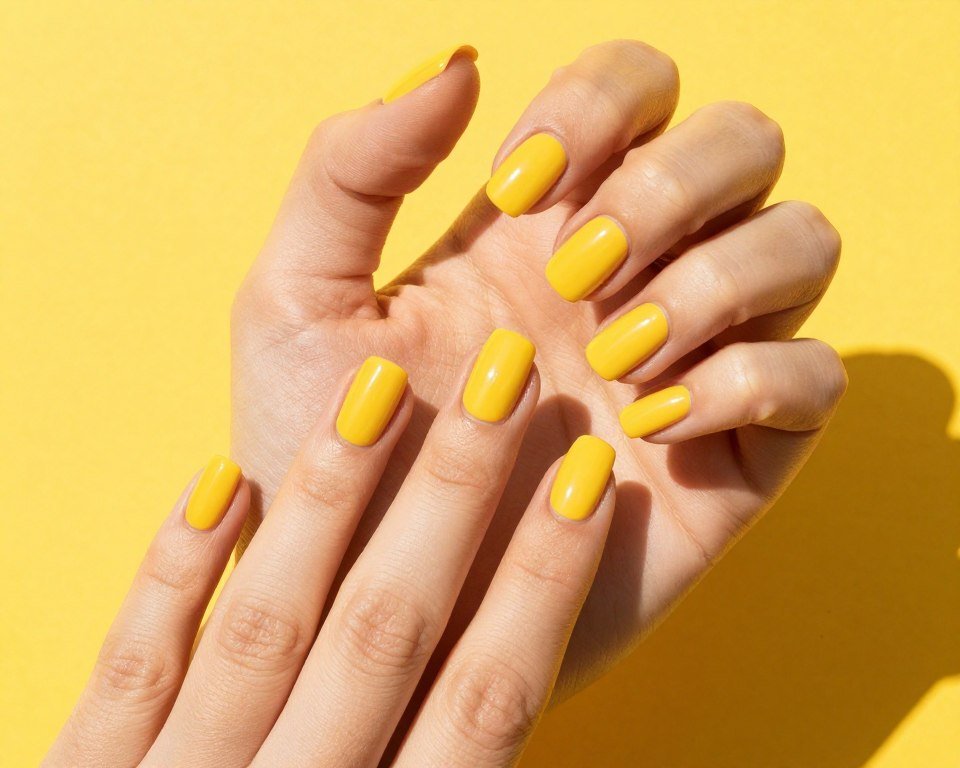 bright yellow nail polish summer manicure