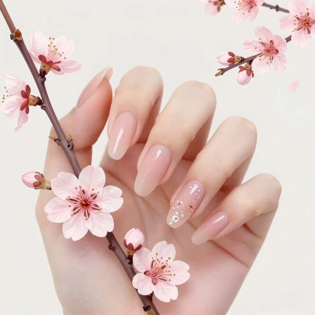 cherry blossom floral summer nail