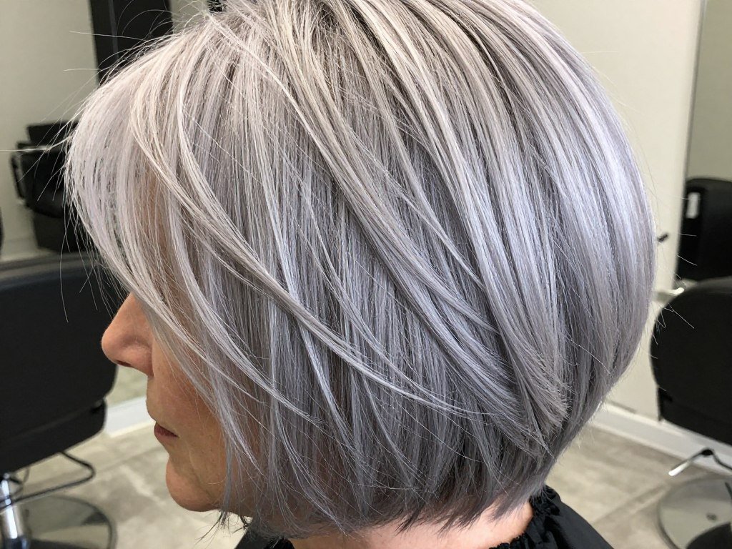 close-up of choppy bob layers showing texture and movement