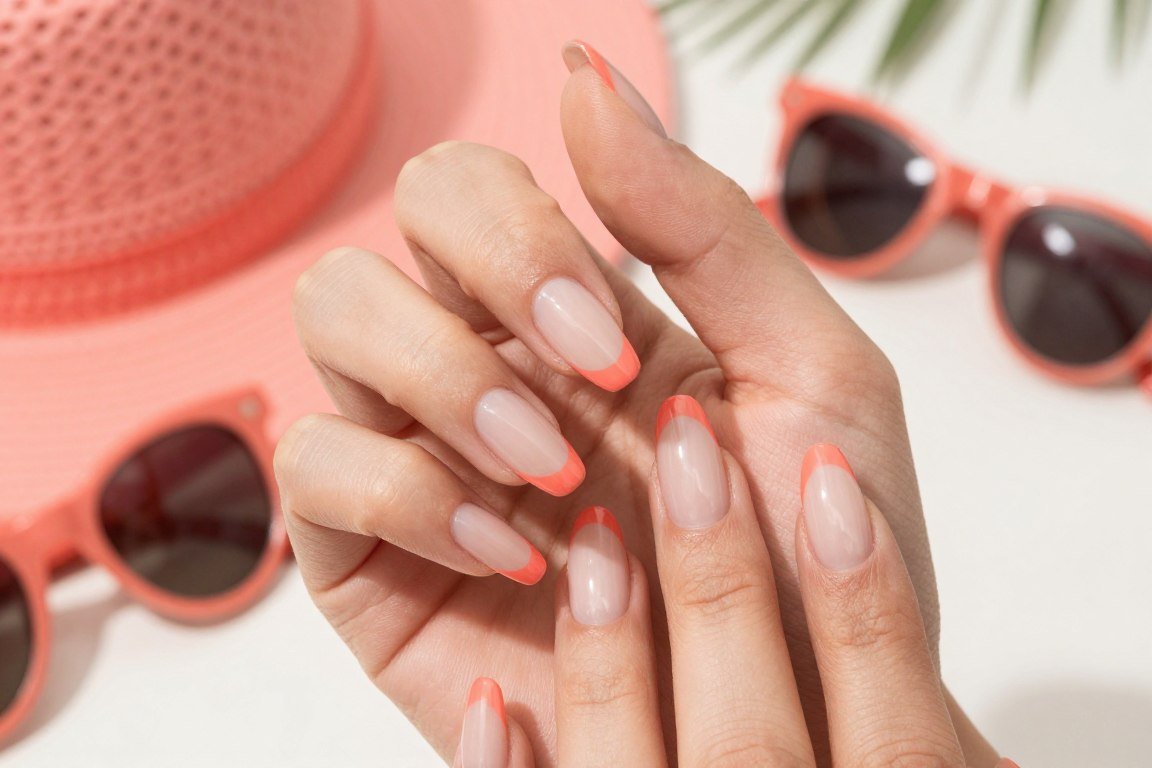 colored french tip summer nail design