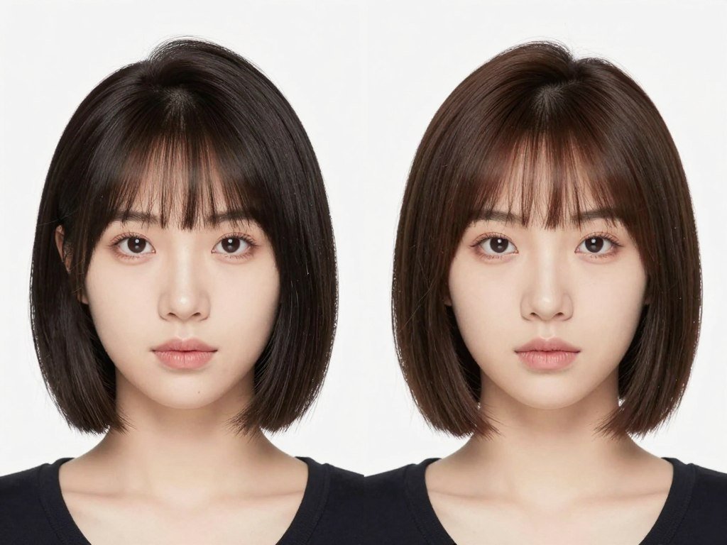 comparison of flattering vs unflattering bob styles for round faces