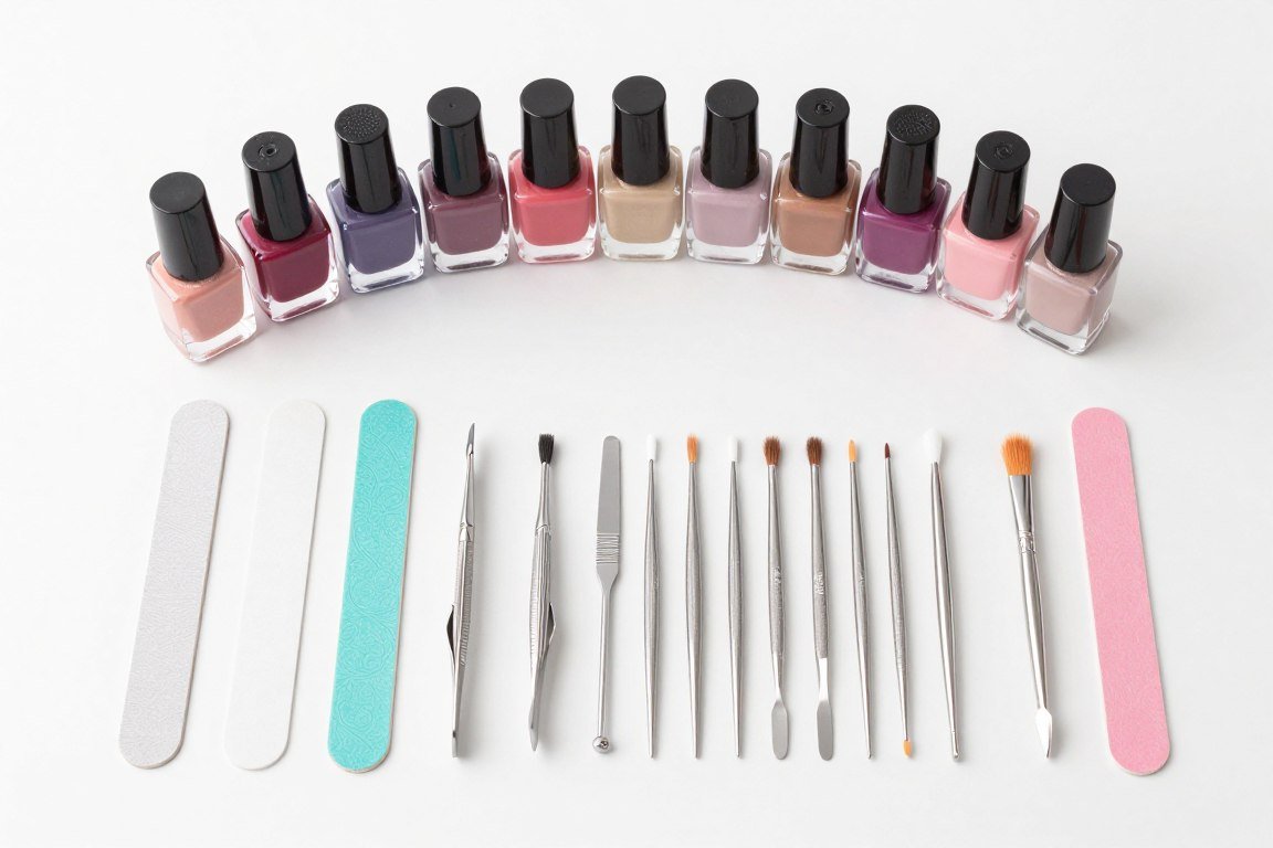 complete summer nail art kit with tools and polishes