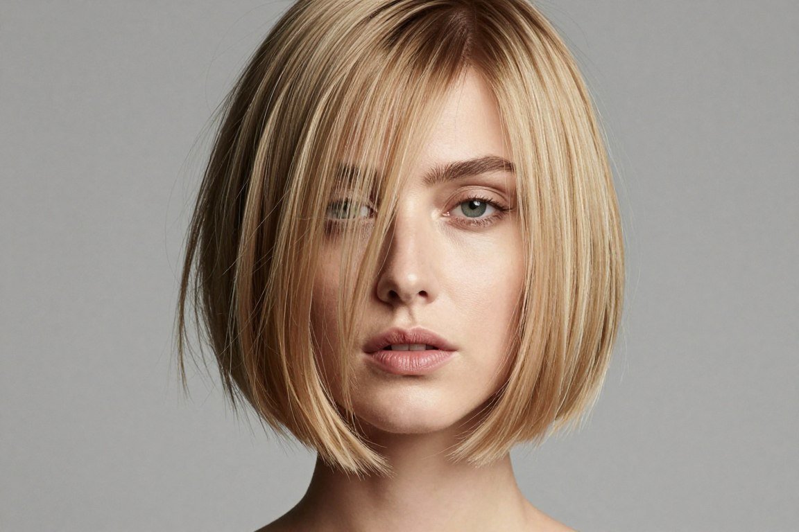 dramatic inverted bob haircut short back long front