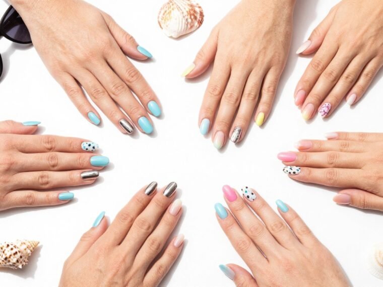 elegant summer nail designs collection showcasing various colorful manicures