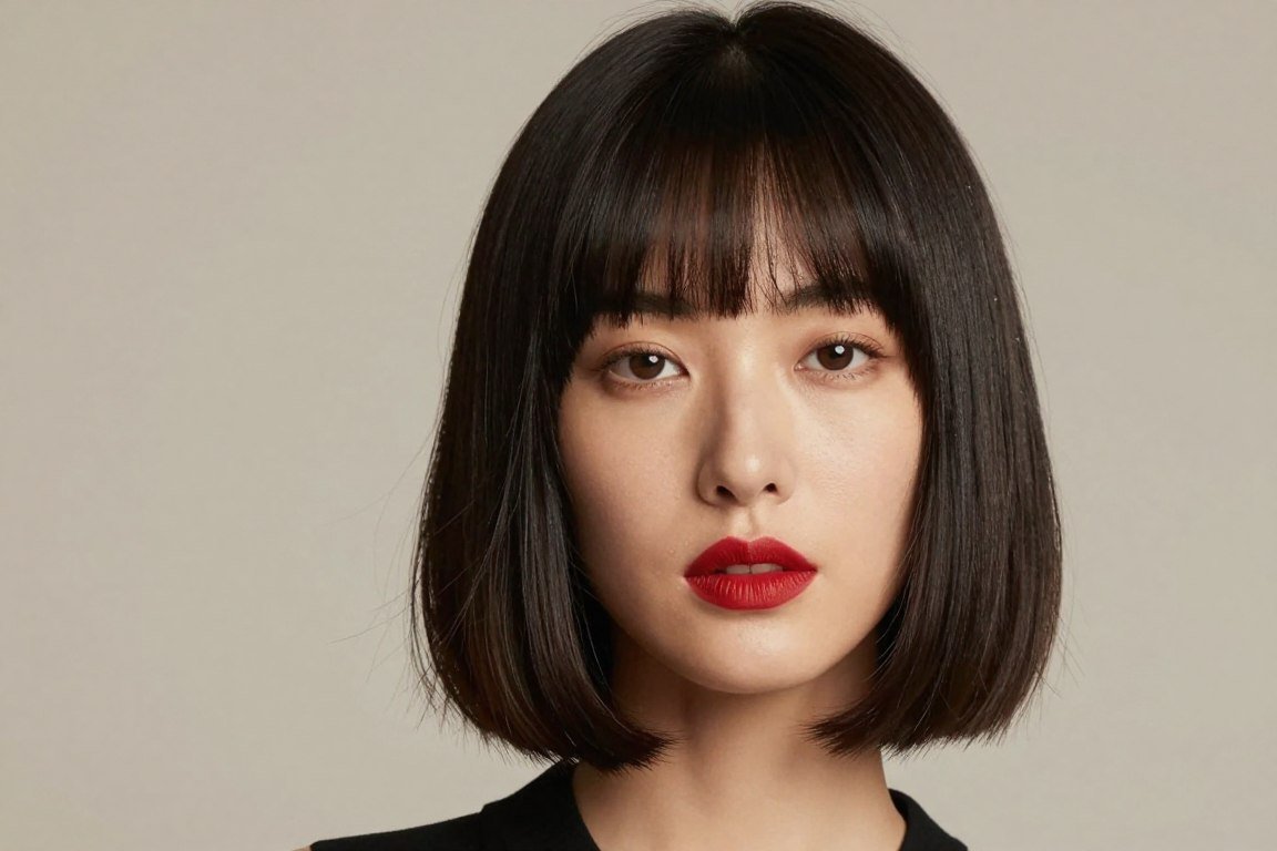 french bob haircut with blunt bangs for thin fine hair