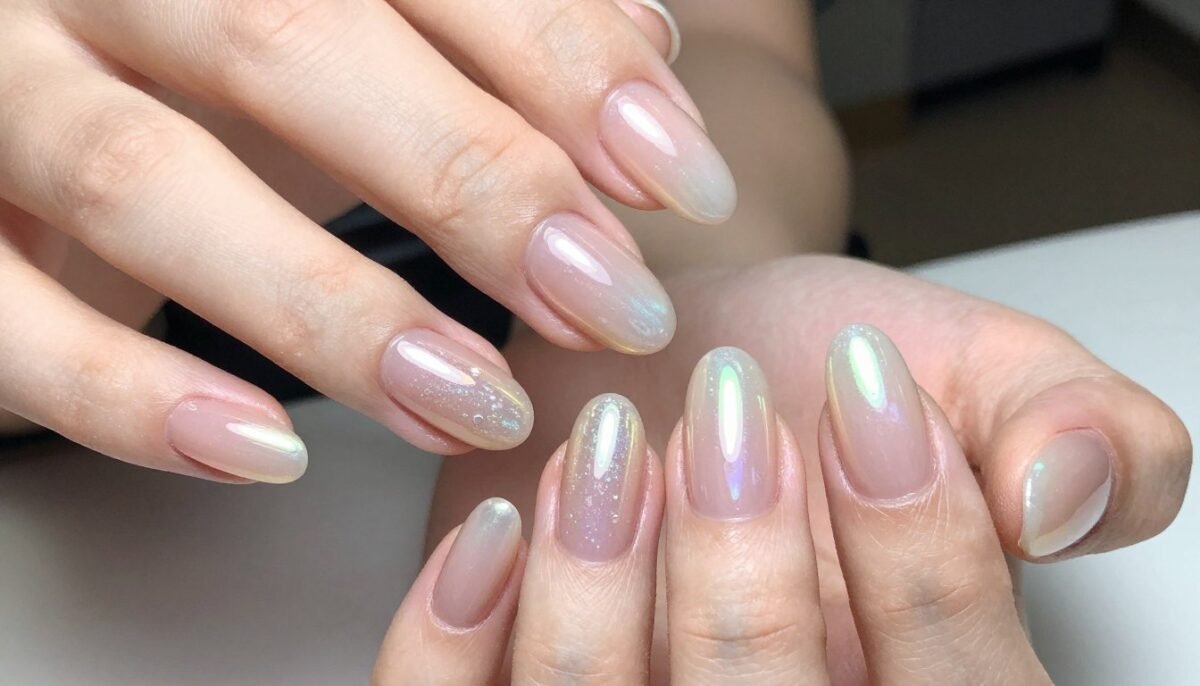 glazed donut nail effect with pearlescent finish glazed donut nail effect with pearlescent finish