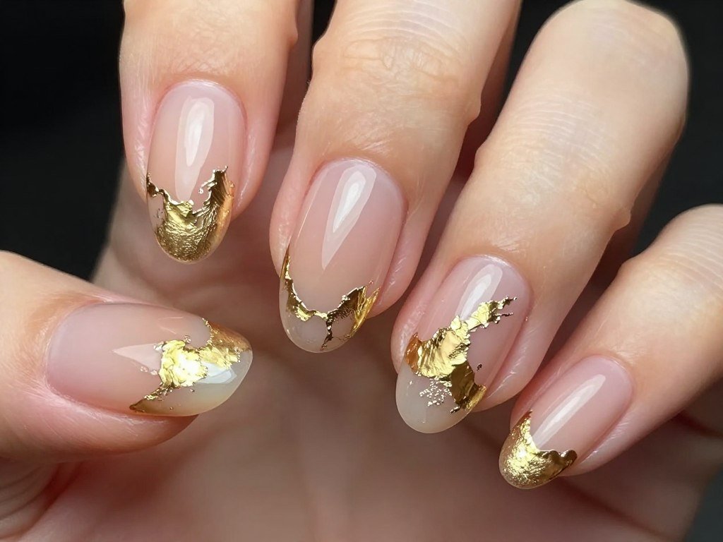 gold foil accent summer nail