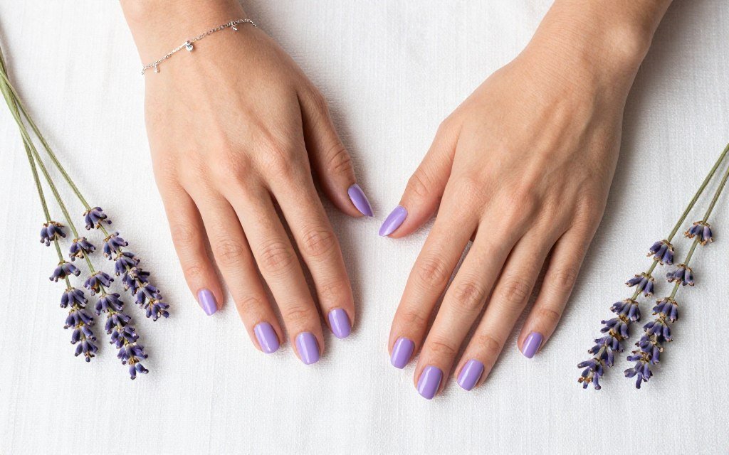lilac pastel nail design for summer