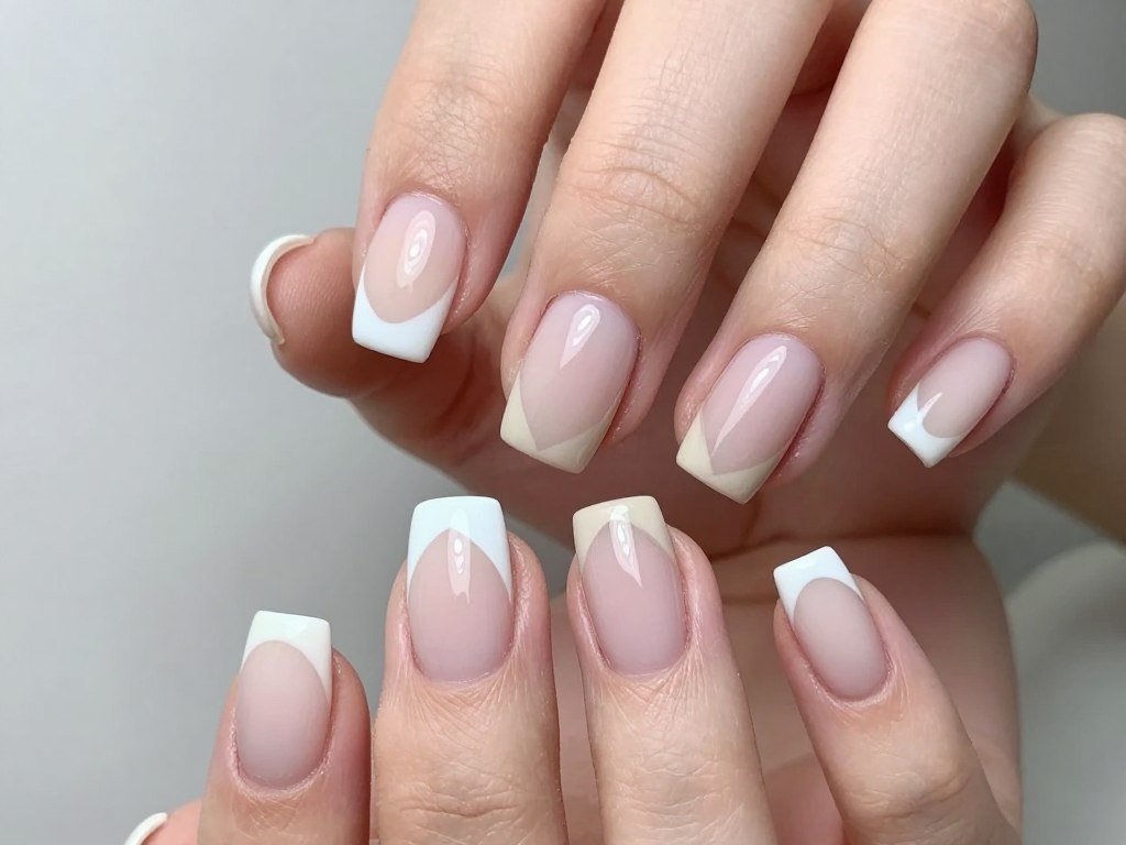 negative space french tip nail design for summer