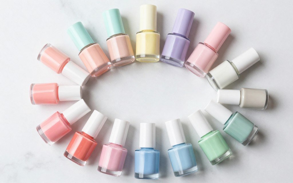 pastel nail polish color palette with complementary summer shades
