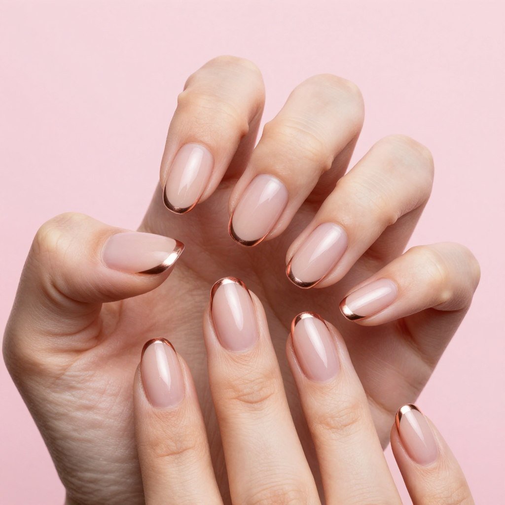 rose gold tip summer nail design