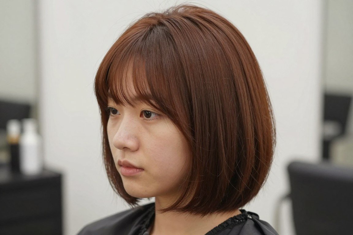 rounded bob haircut with internal layers for volume