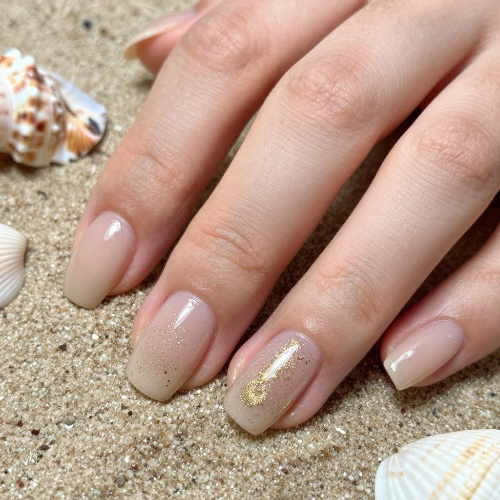 sandy neutral with gold flecks beach nail
