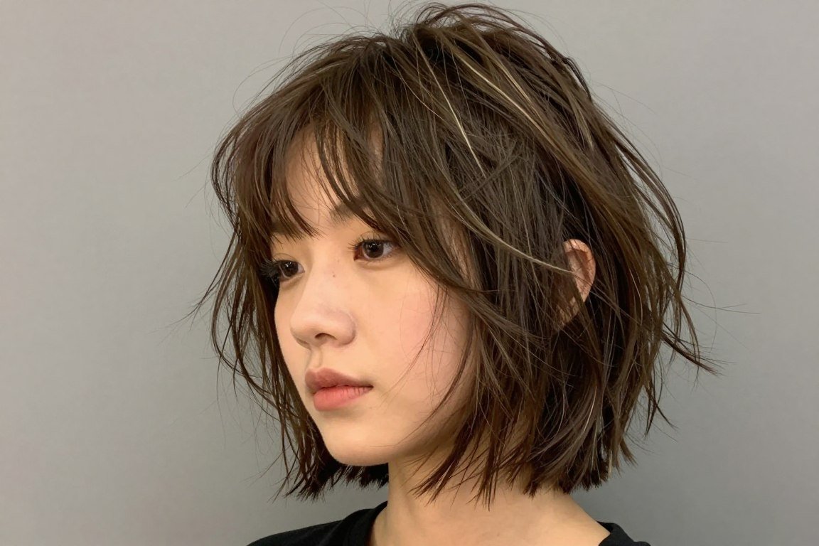 shaggy layered bob haircut with lots of texture for thin hair