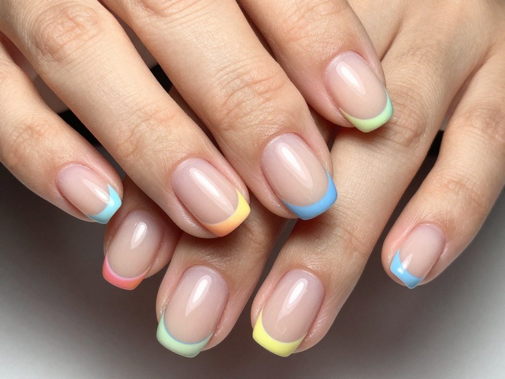 short nails with double french tip design