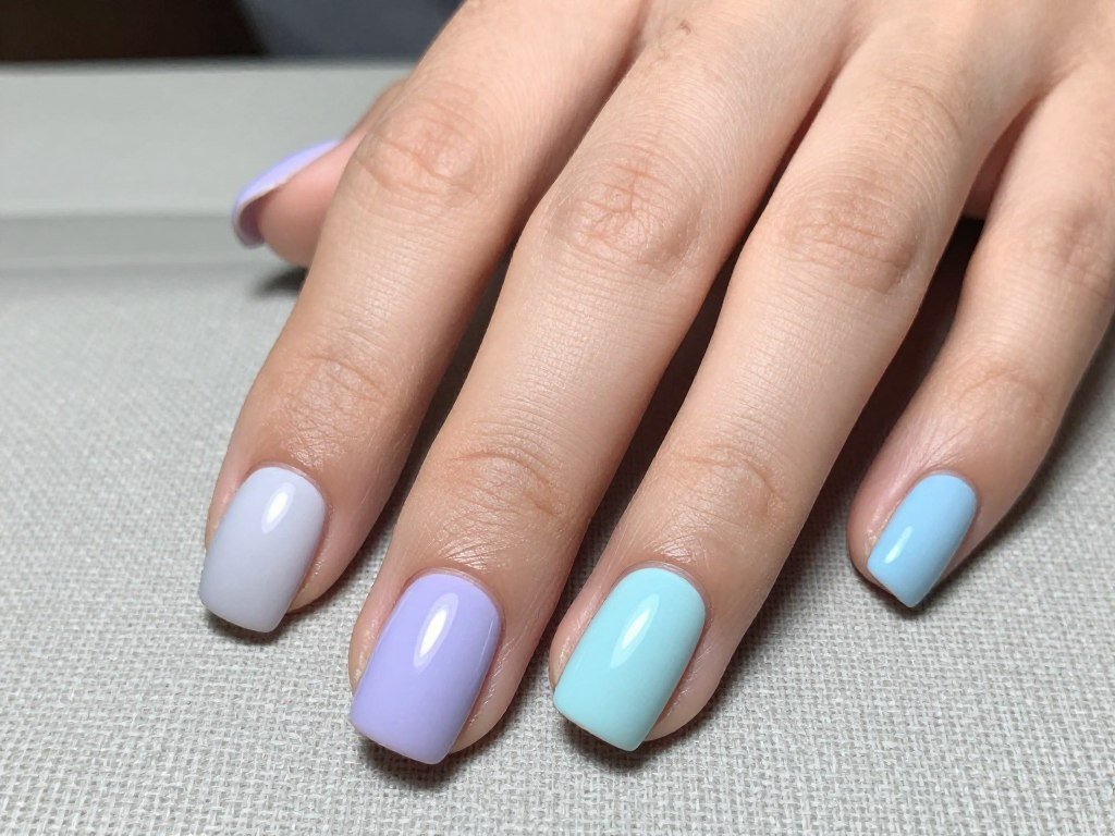 short nails with matte pastel finish