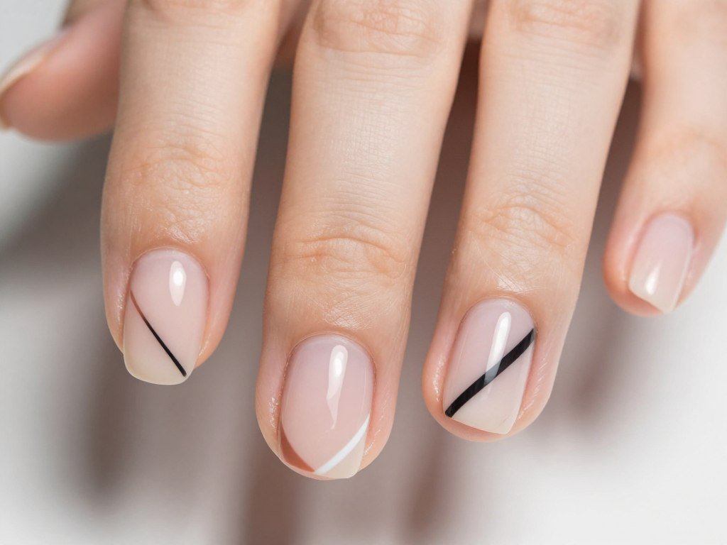 short nails with negative space nail art design