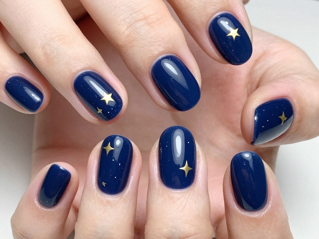 short nails with small star accents
