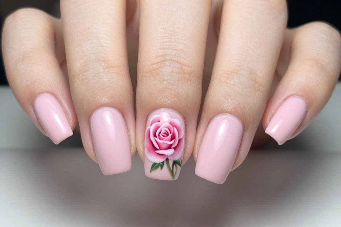 single flower accent summer nail design