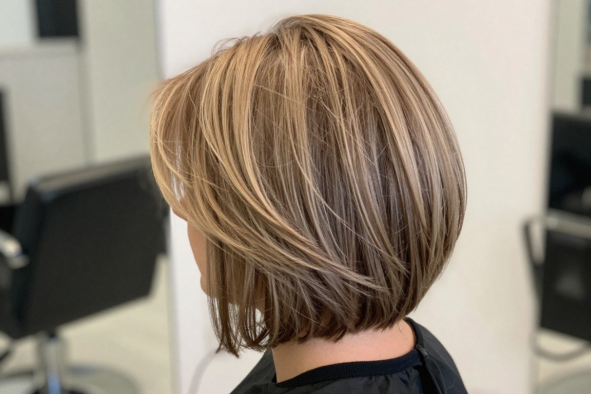 stacked bob haircut with volume at crown for thin fine hair