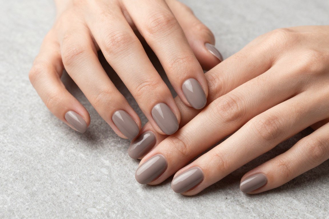 taupe neutral nail design for summer