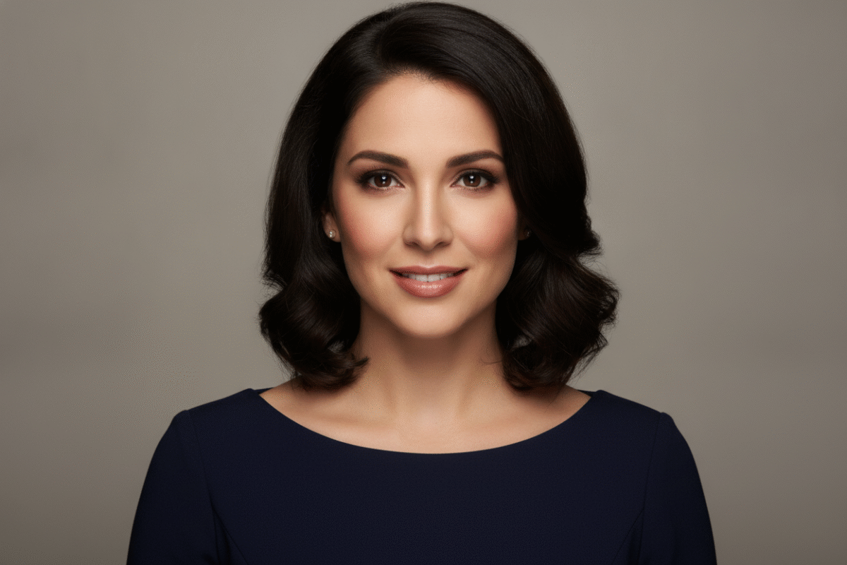 professional headshot of woman in elegant sheath dress
