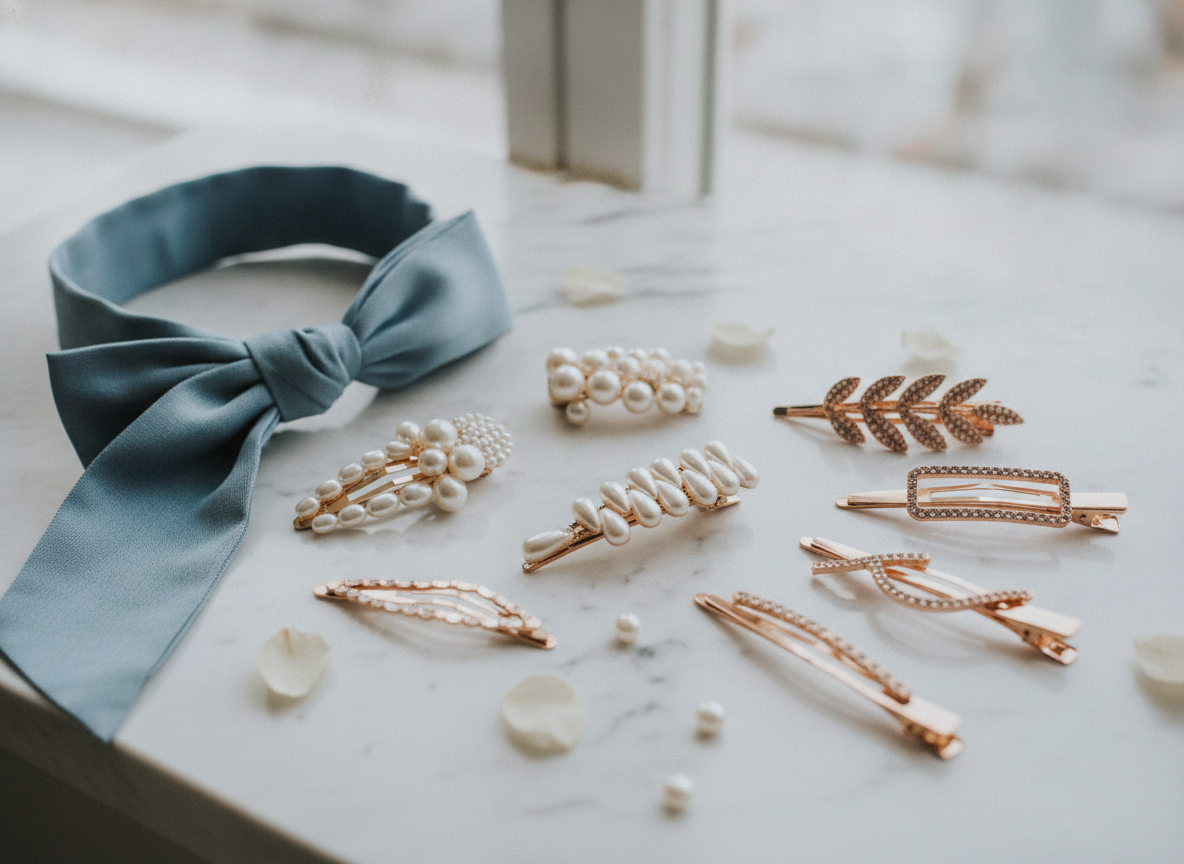 Hair accessories for gender reveal party in pink and blue themes