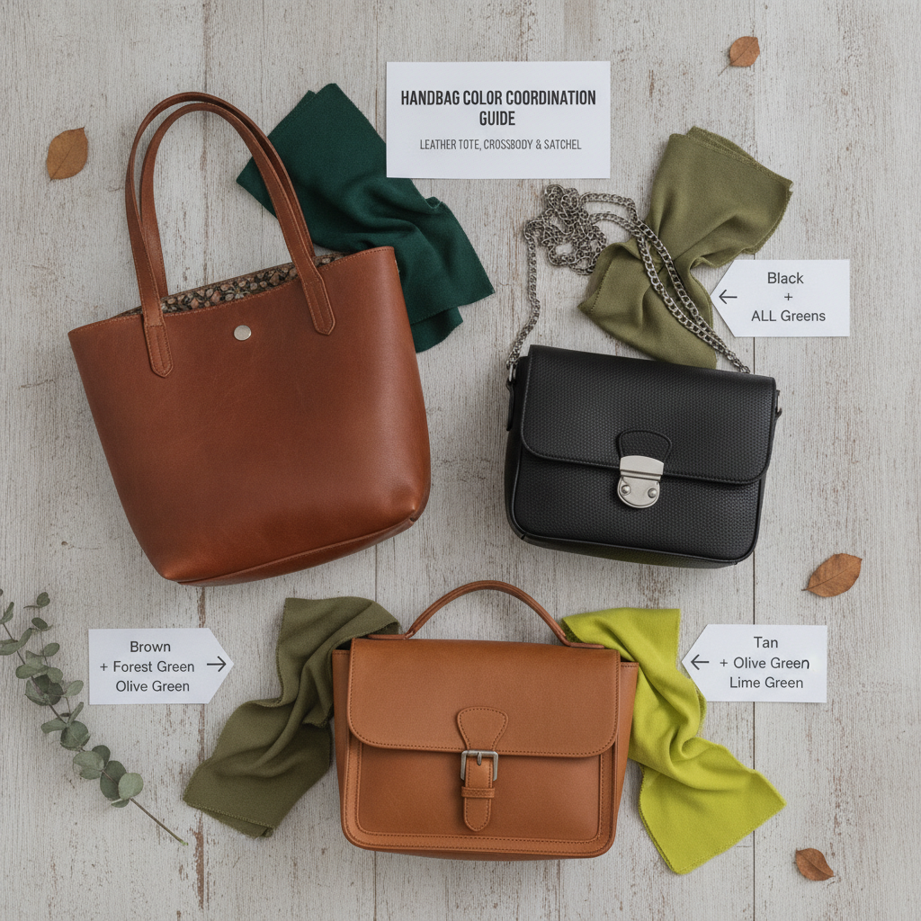 leather bags with green skirt