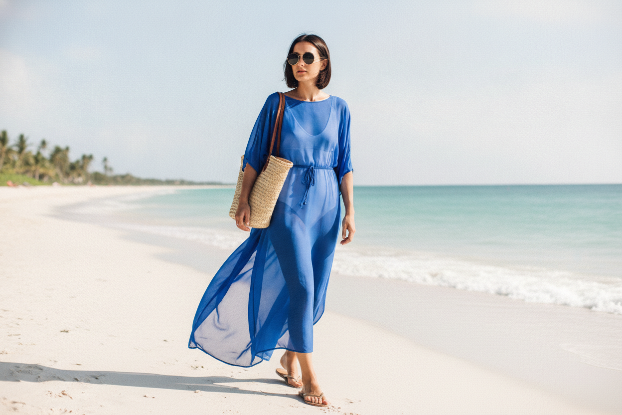 royal blue beach cover-up outfit