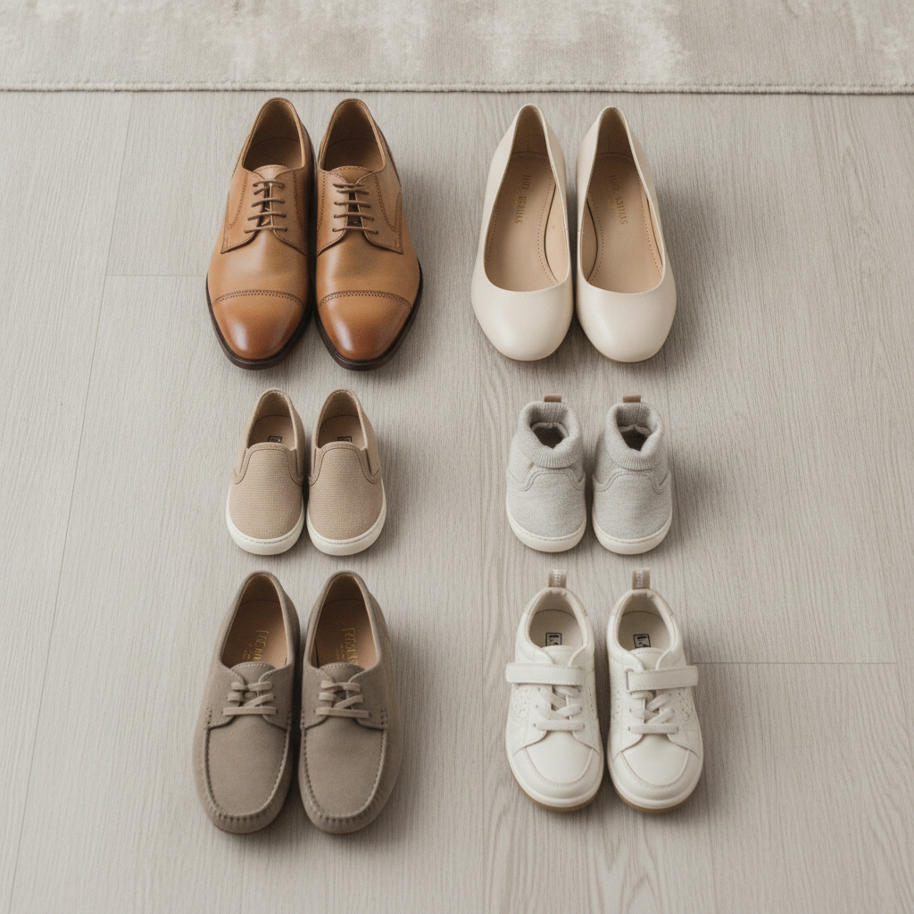 Coordinated family footwear for photoshoot