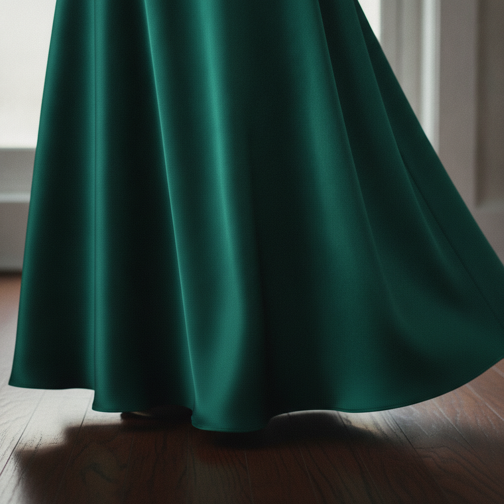 silk green skirt drape