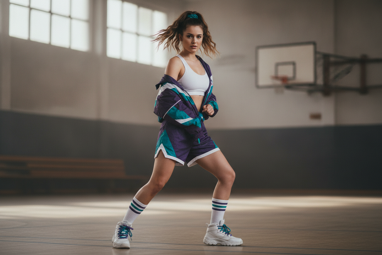 Basketball shorts 90s athletic party outfit women