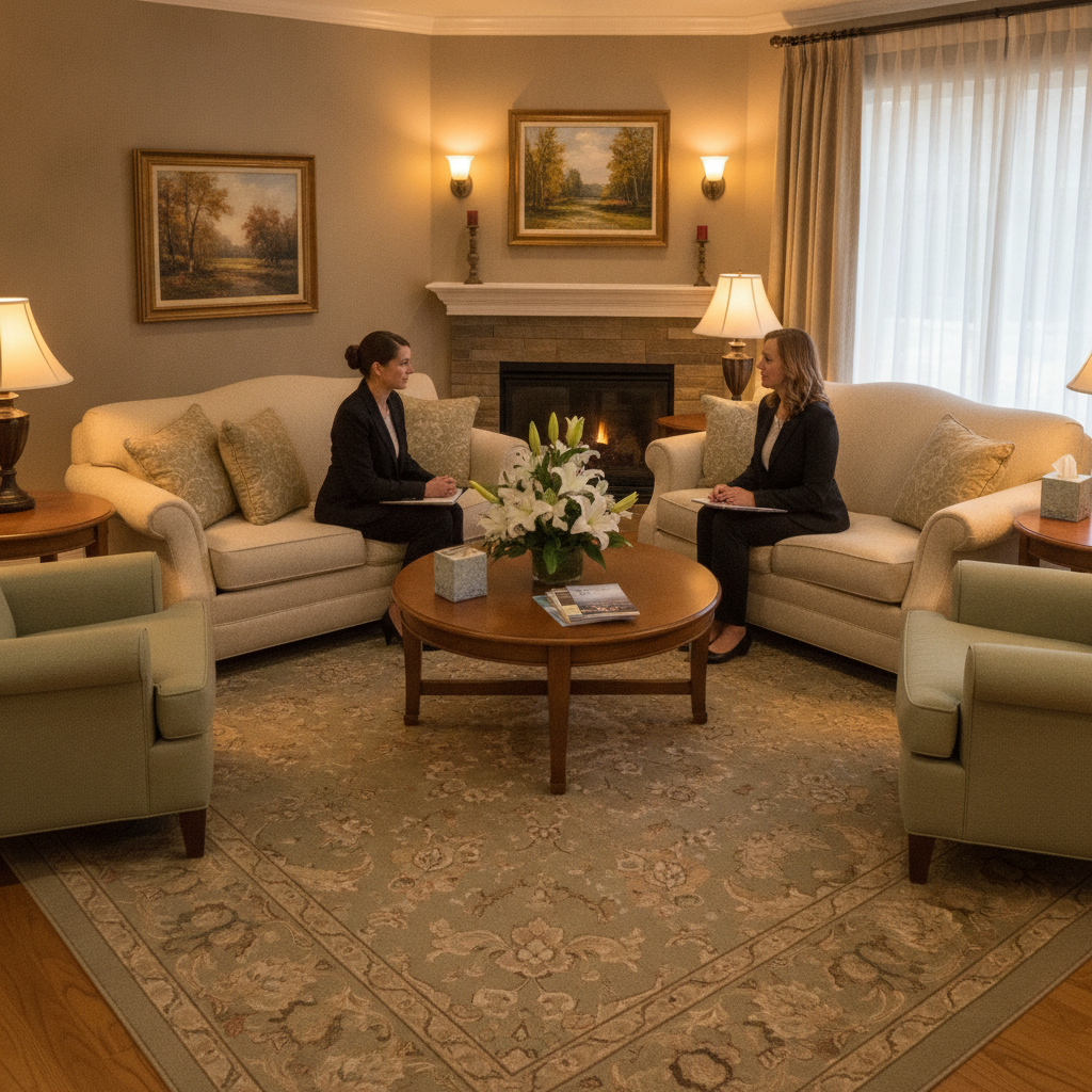 Funeral planning consultation room at funeral home