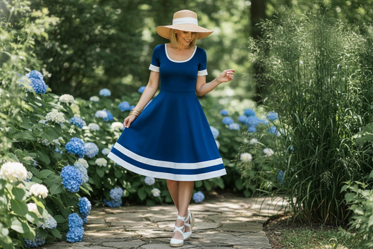 casual royal blue sundress summer outfit