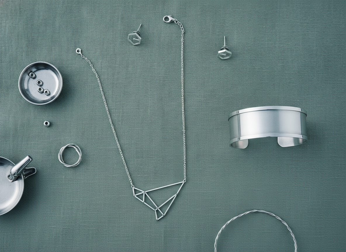 silver jewelry with green skirt styling