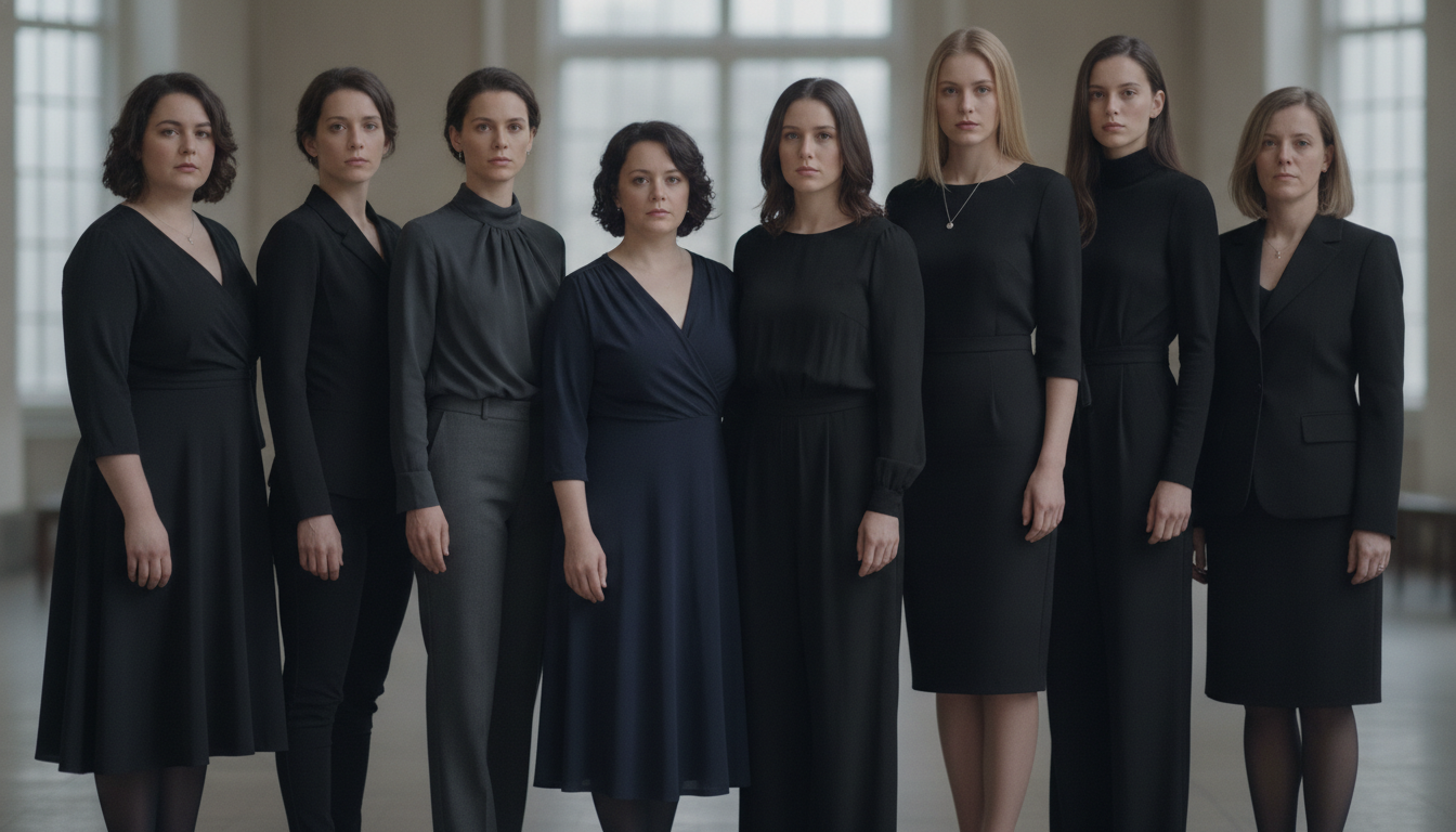 Women of different body types wearing appropriate funeral attire