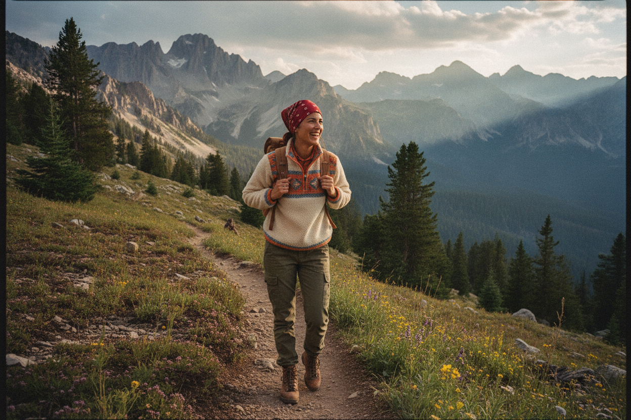 bandana styled with hiking outfit