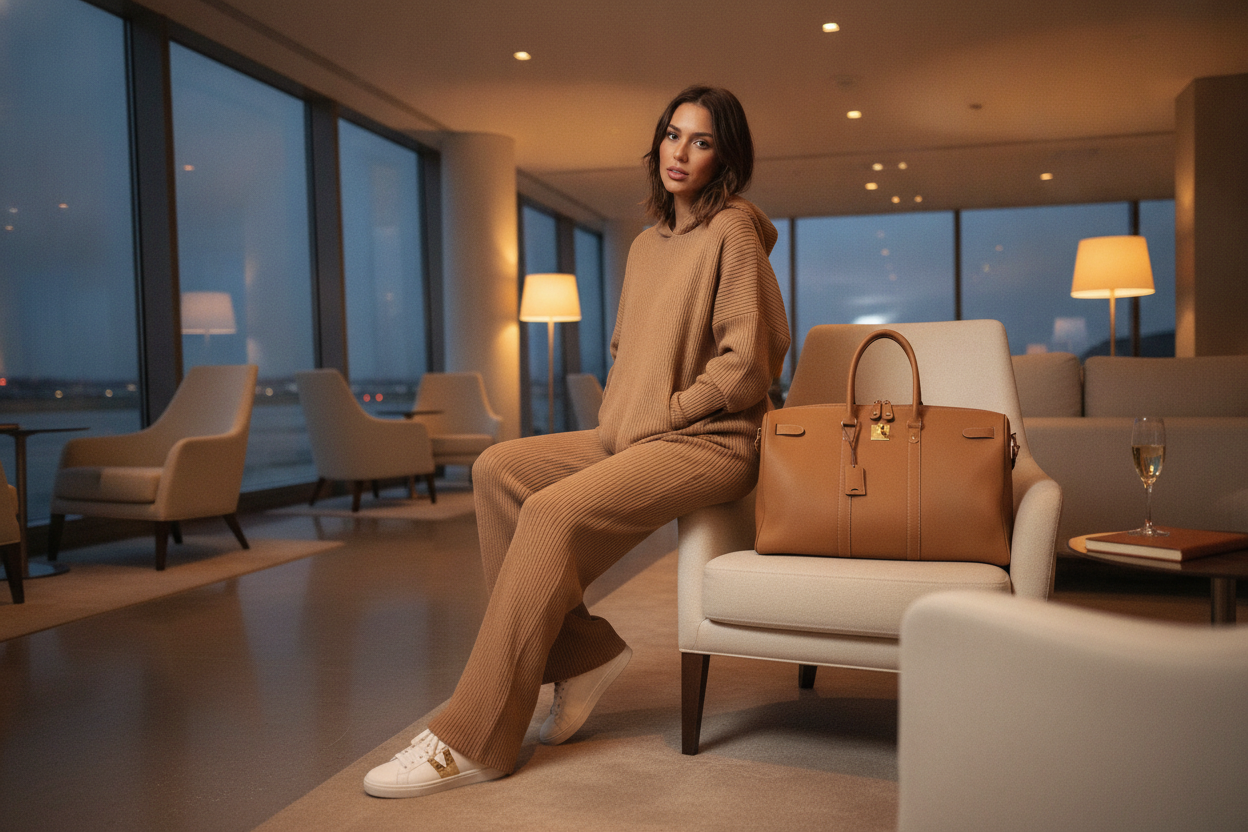 matching loungewear set luxury travel outfit
