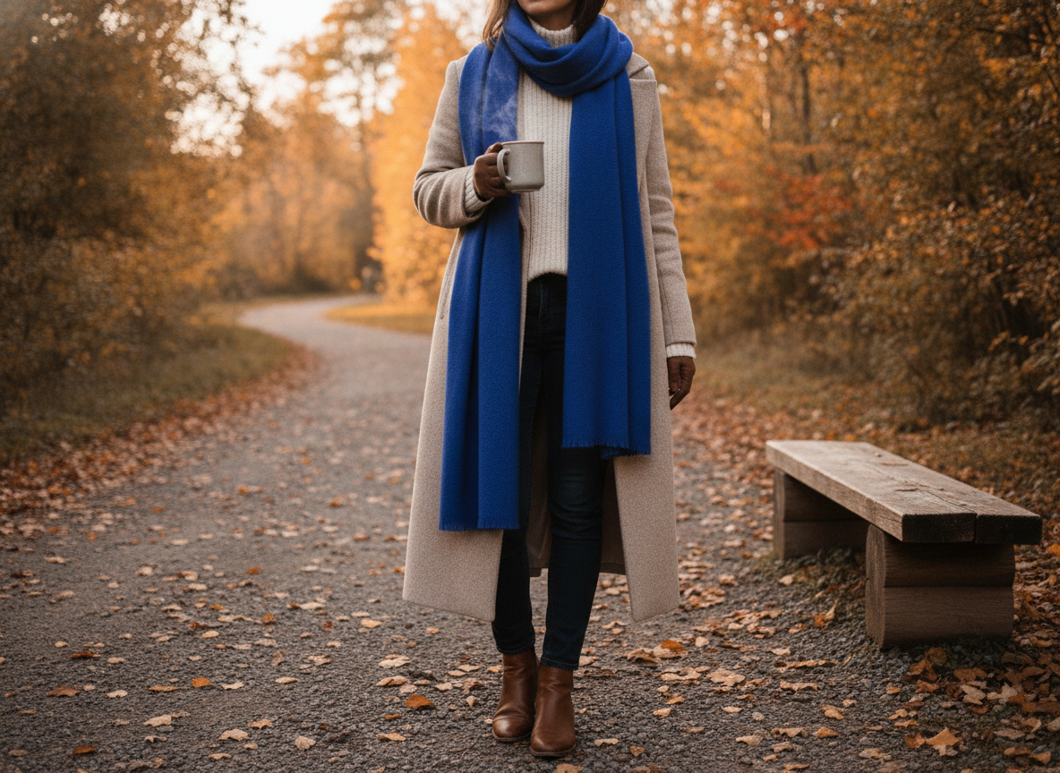 royal blue scarf accessory fall styling