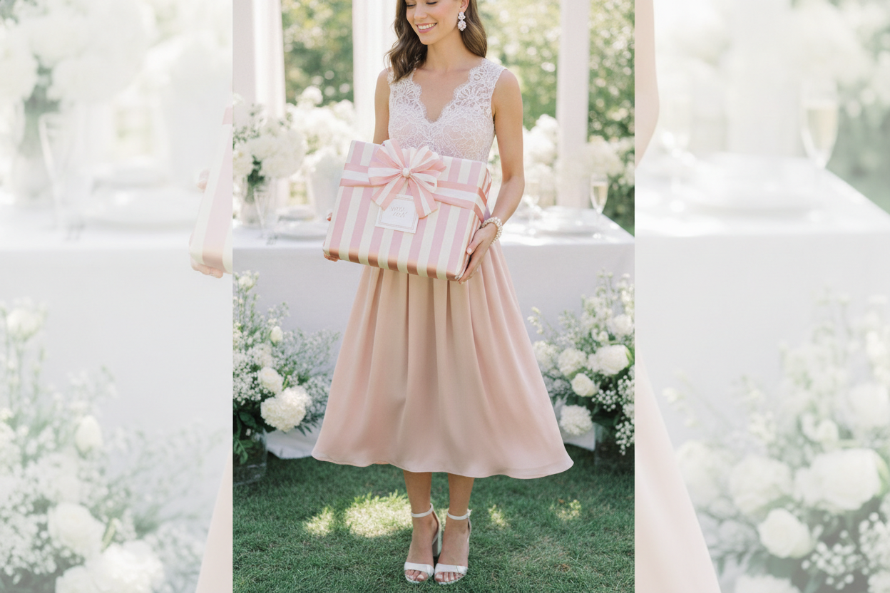 Coordinated outfit and gift bag for gender reveal party