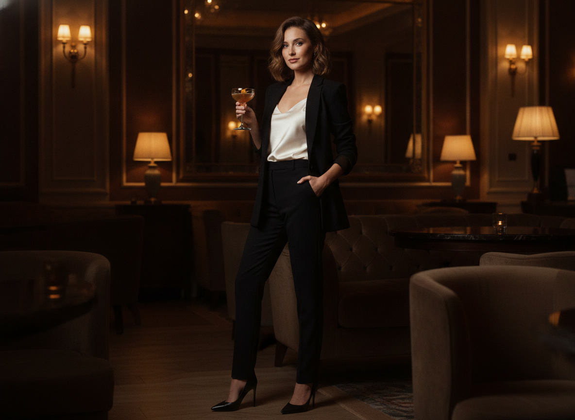 upscale bar outfit with blazer